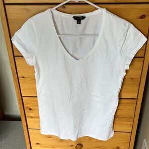 Massimo Dutti White Fitted Cap Sleeve T-Shirt Size M